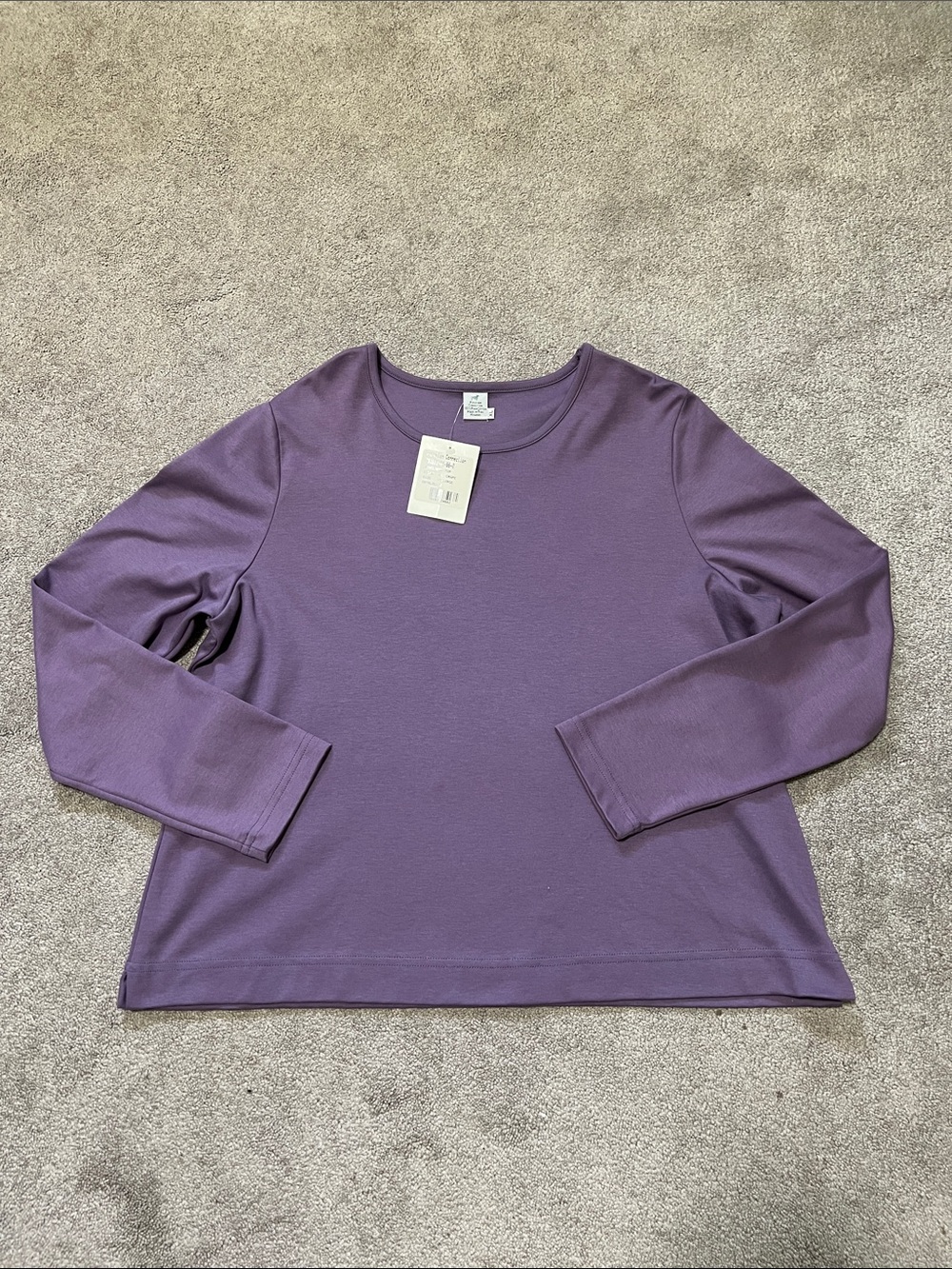 NWT Peruvian Connection Purple Jewelneck Long Sleeve Top Pima Cotton size XL